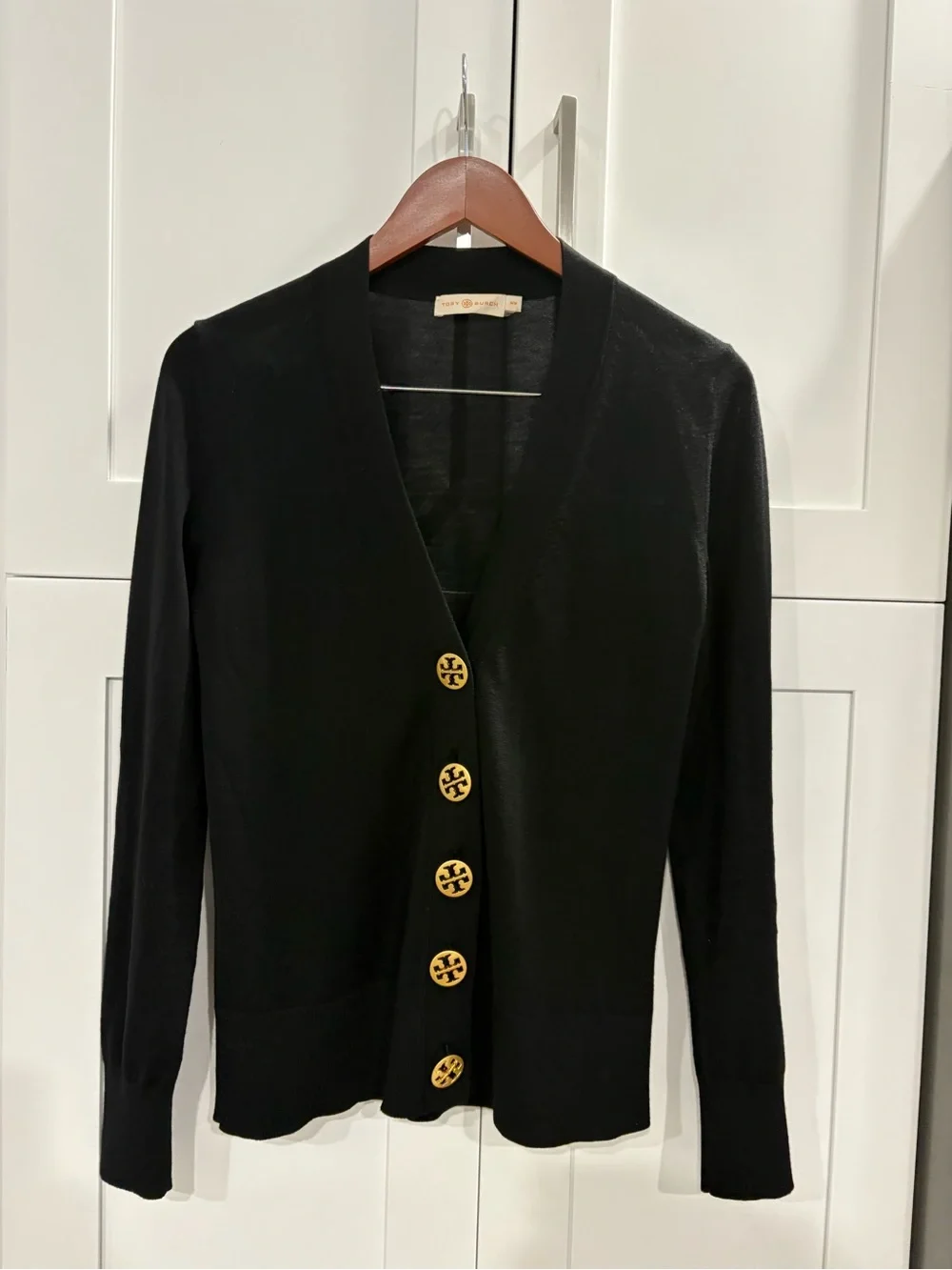 Tory Burch Black V-Neck Button-Front Cardigan Simone
